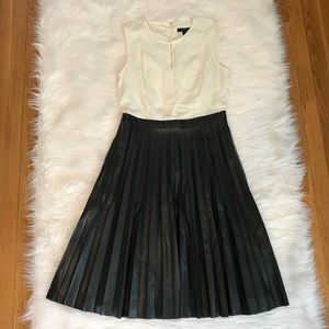 J.Crew Two Tone Pleated Faux Leather Dress